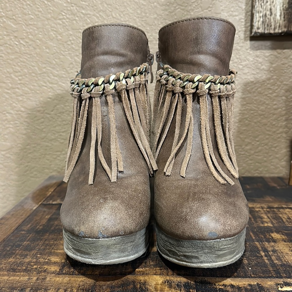 Sbicca Fringe Ankle Booties